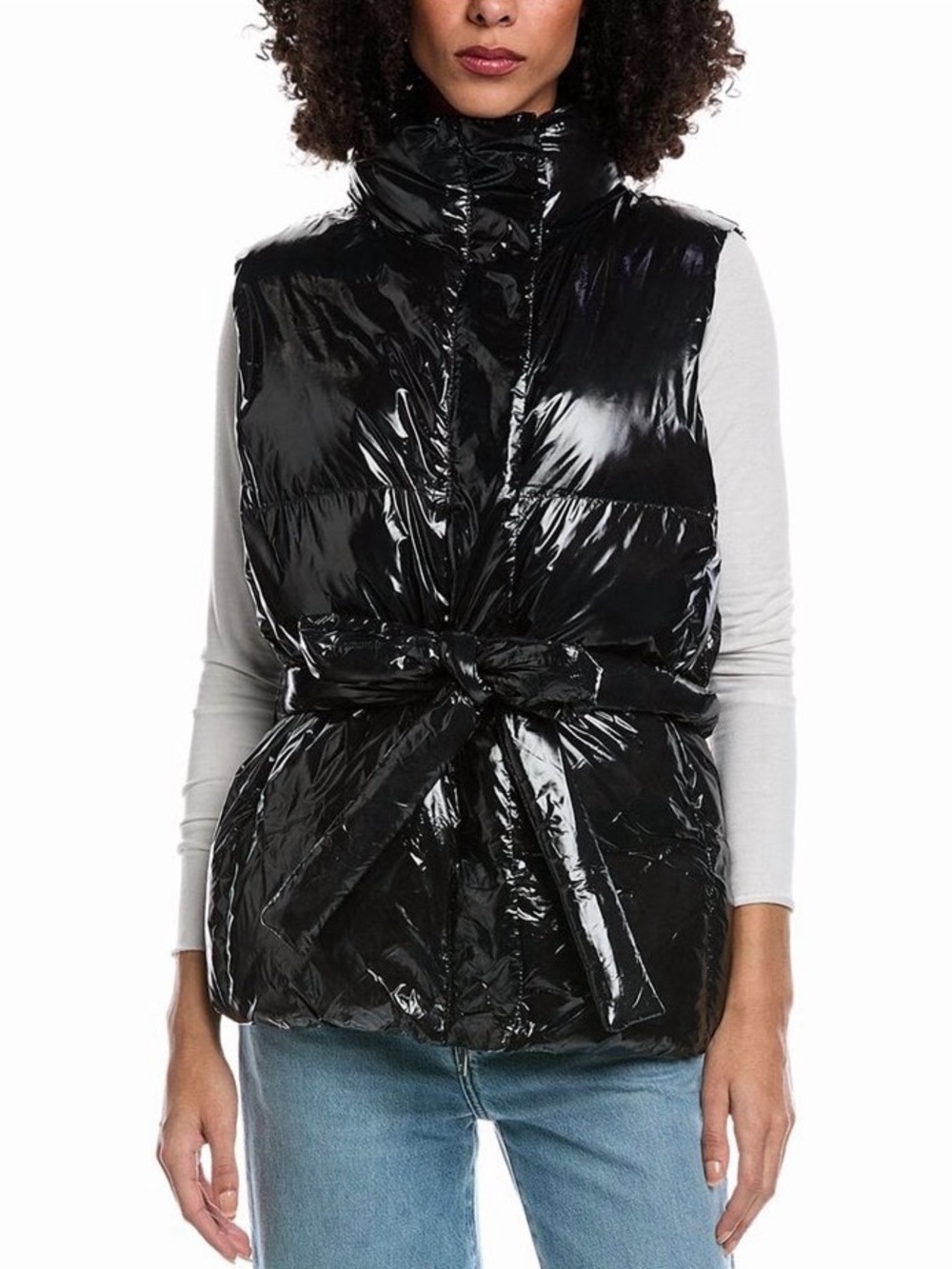 NWT Year of Ours Black Glossy Puffer Vest Size S